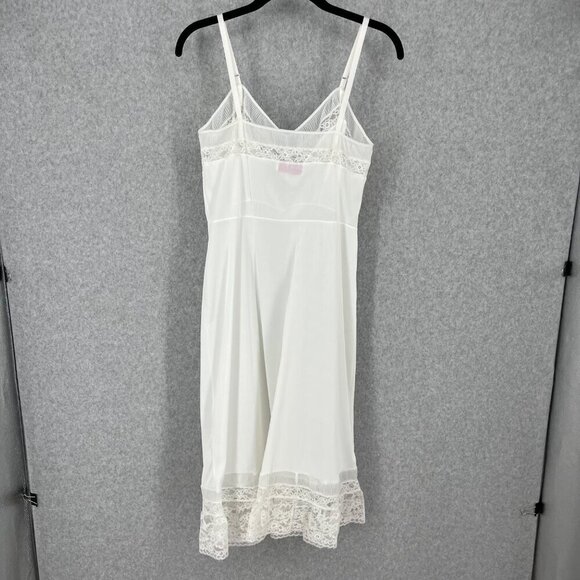 Youth Form VTG Midi Slip Dress Size 36 White Pleated Lace Dainty Bridal Coquette - Picture 5 of 12
